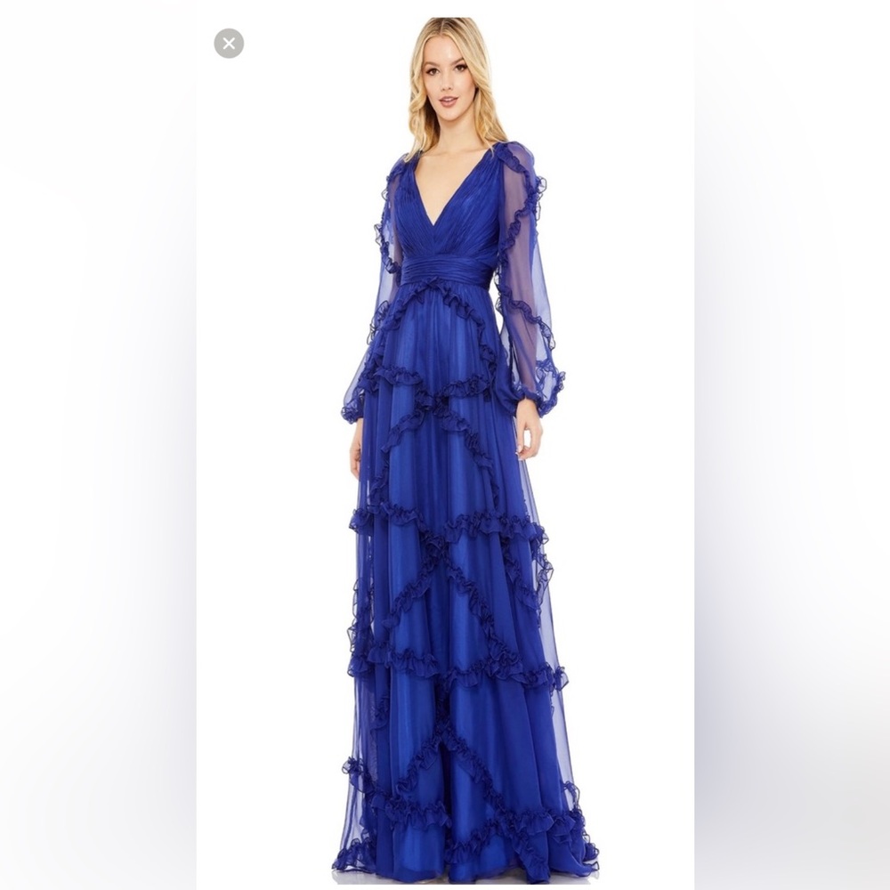Mac Duggal Royal Blue Long Sleeve Gown